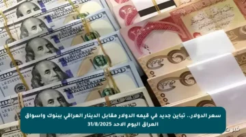 سعر الدولار.. تباين جديد في قيمة الدولار مقابل الدينار العراقي ببنوك وأسواق العراق اليوم الأحد 31/8/2025